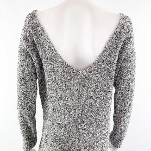 Topshop Women's Gray Long Sleeve Knit Sweater Dress Deep V-Cut Back Size 4 - Picture 7 of 10